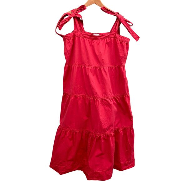 Free Assembly Maxi Dress Womens XL Red Tiered Tie Straps Cottagecore Summer - Picture 1 of 10